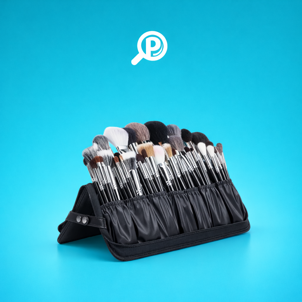Estuche con 24 brochas de maquillaje profesionales, cerdas sintéticas suaves y estuche de lujo con espacios individuales. Imagen Portada | Pillaca