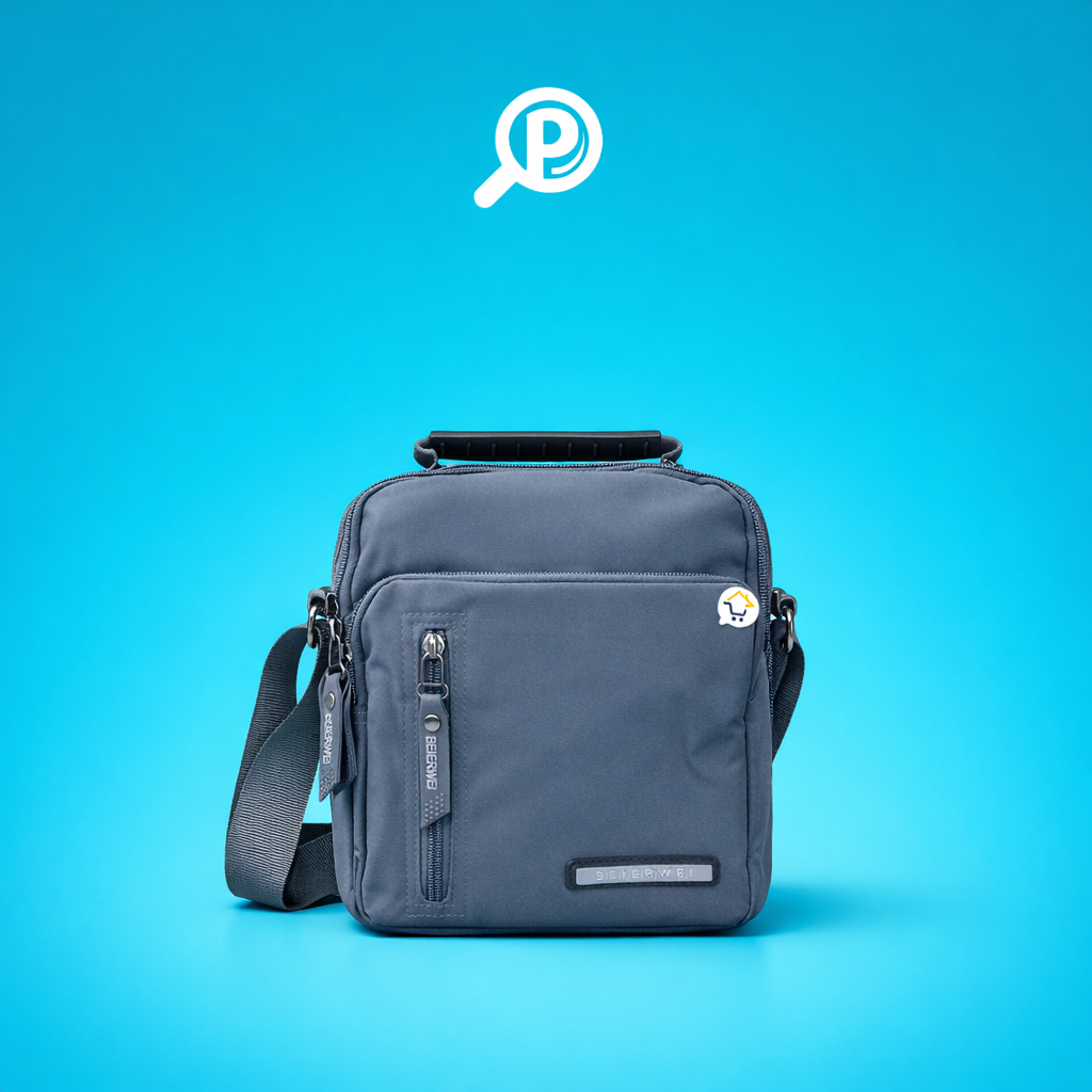 Bolso manos libres unisex color negro con 5 bolsillos con cremallera y compartimento para tablet. Imagen Portada | Pillaca