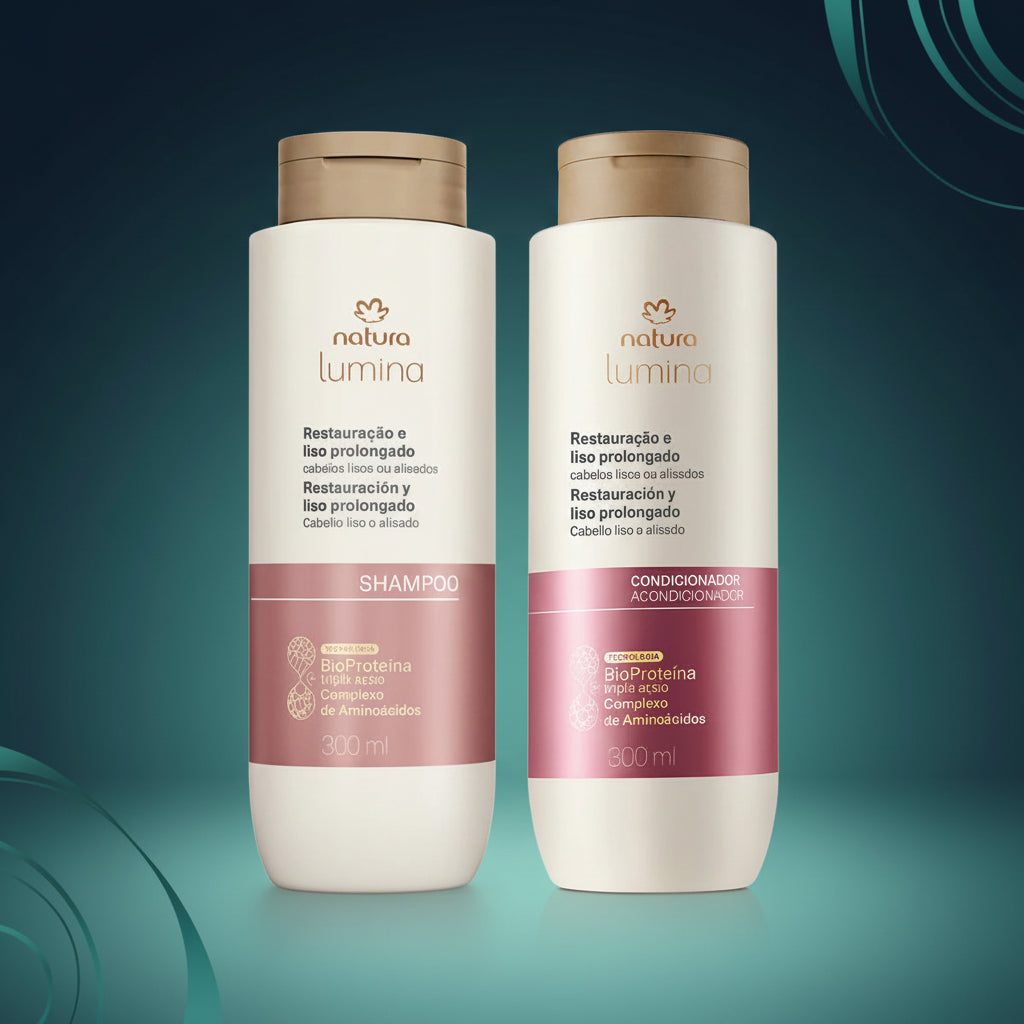 NATURA  Regalo Básico Tratamiento LUMINA Restauración y liso prolongado para el cabello: Shampoo (300 ml) + Acondicionador (300 ml)