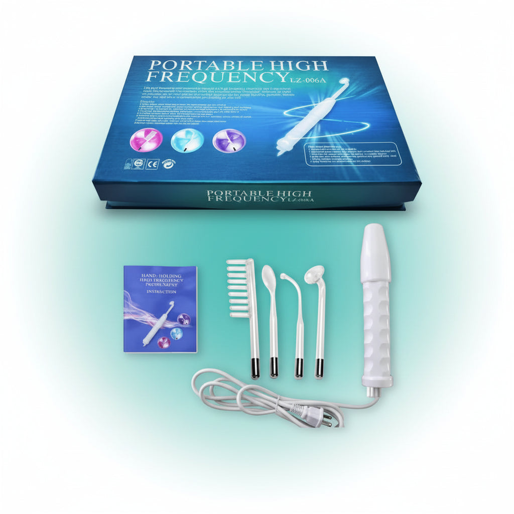 Masajeador facial de radio frecuencia con 4 sondas de vidrio y control de intensidad | Pillaca