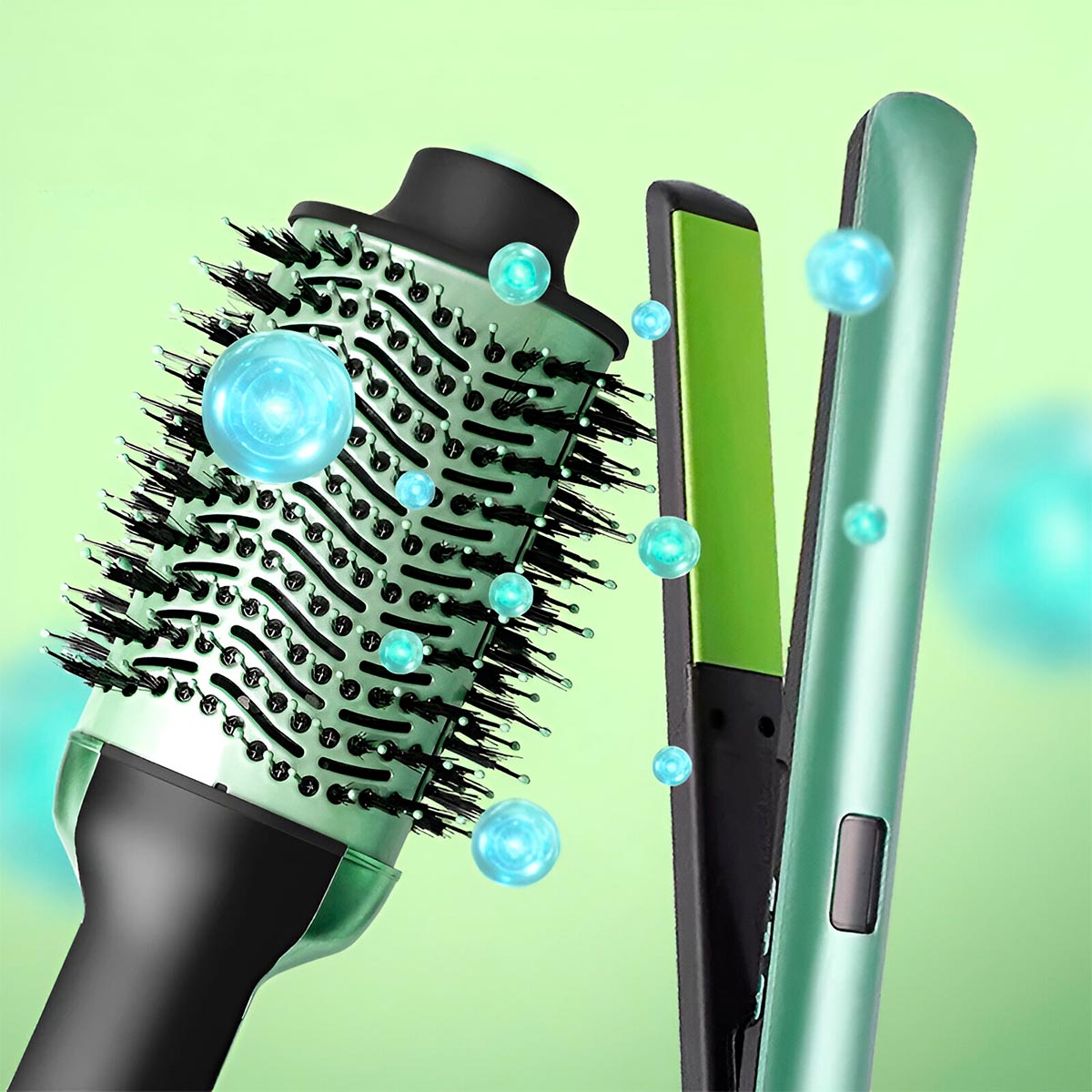 Combo 2 en 1: plancha alisadora y cepillo secador PRO para cabello liso y voluminoso | Pillaca