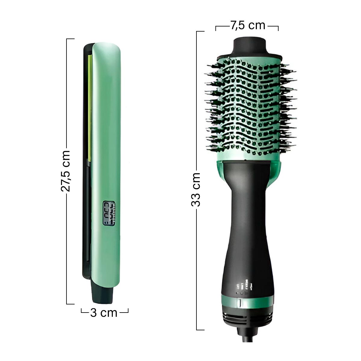 Combo 2 en 1: plancha alisadora y cepillo secador PRO para cabello liso y voluminoso | Pillaca