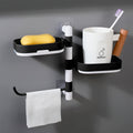 Jabonera de pared 2 niveles color blanco con jabón y esponja en estantes, fondo de baño | Pillaca