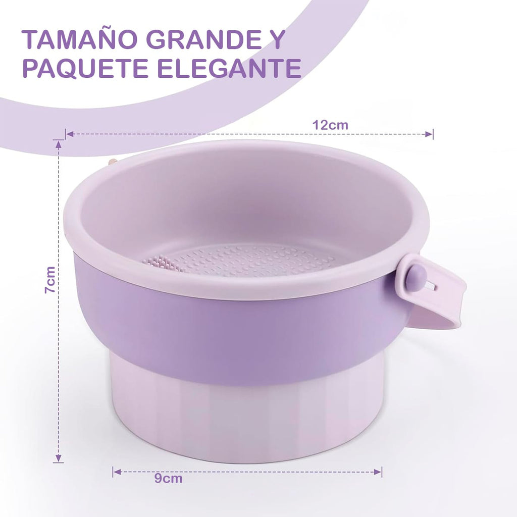 Limpiador de brochas 3 en 1 con diseño plegable y texturas para limpieza profunda. | Pillaca