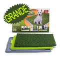 Tapete Potty Patch para mascotas, sistema de 3 niveles con césped sintético antimicrobiano, charola reja y base recolectora, medidas 68x42x5 cm | Pillaca