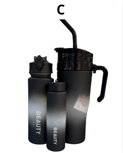 Termo trío de plástico – 1500ml + 400ml + 280ml, stickers y pines