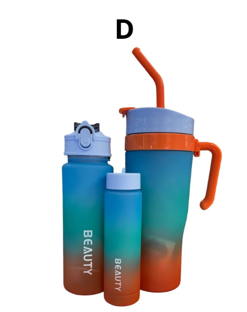 Termo trío de plástico – 1500ml + 400ml + 280ml, stickers y pines