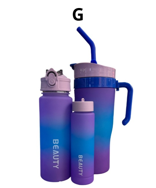 Termo trío de plástico – 1500ml + 400ml + 280ml, stickers y pines