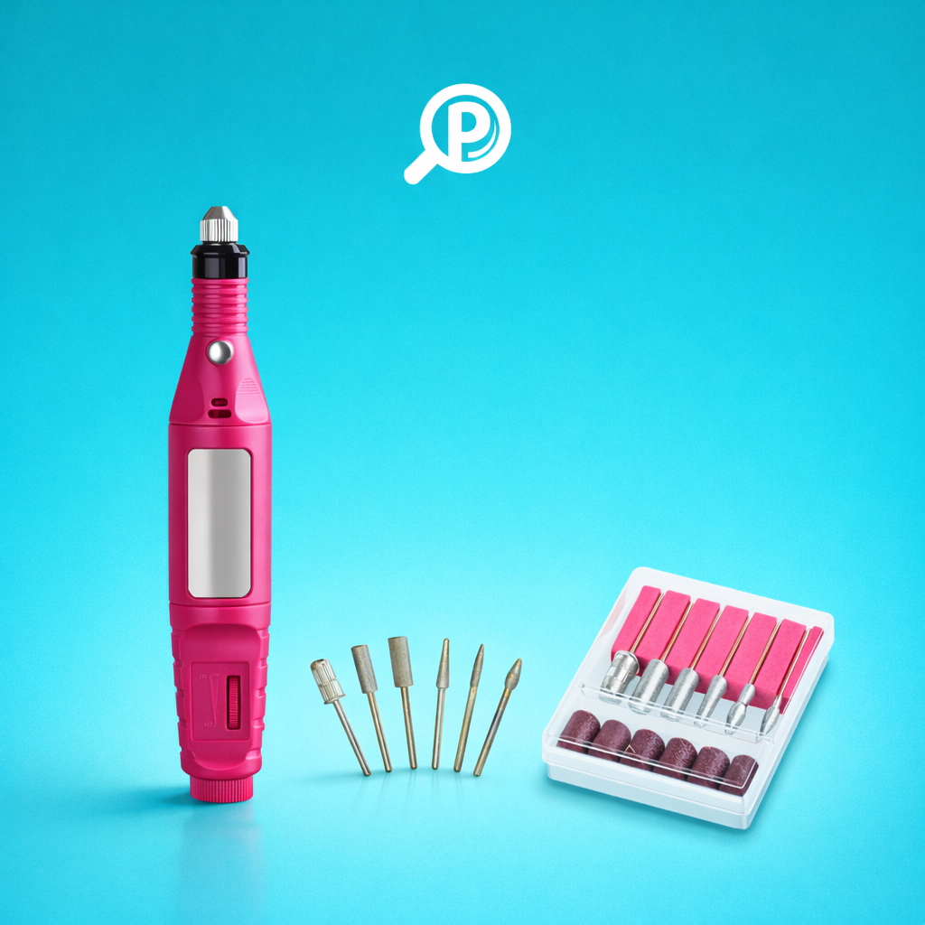 Kit pulidor de uñas eléctrico con velocidad variable y cabezales intercambiables. Imagen Portada | Pillaca