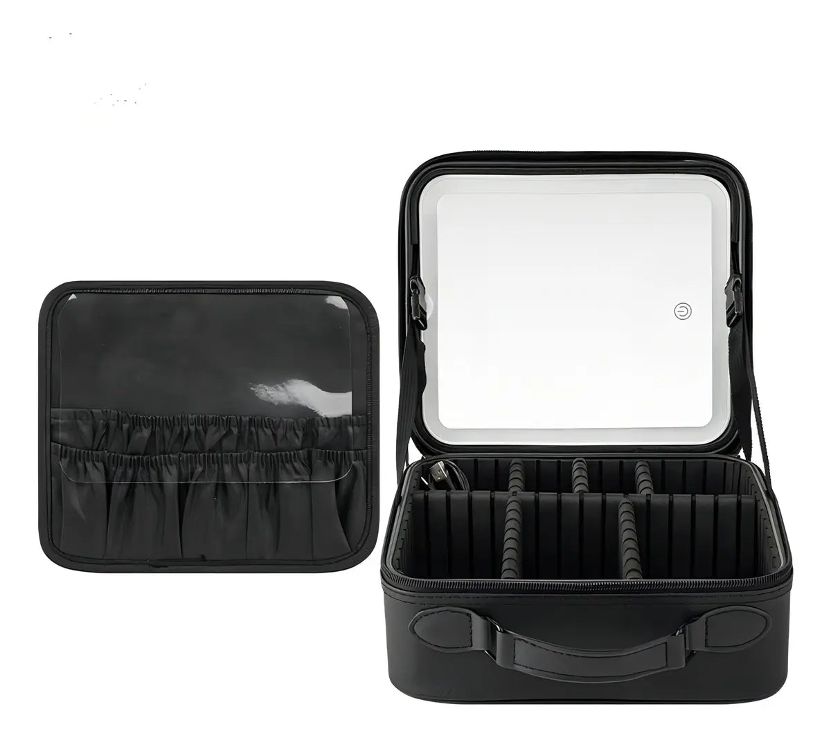 Bolso organizador de maquillaje con espejo LED y luz ajustable
