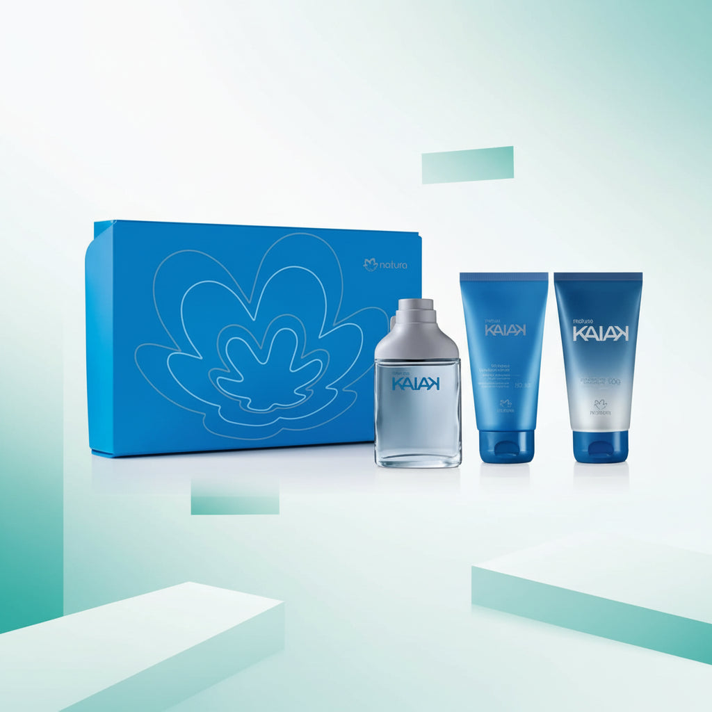 NATURA Caja de Regalo Kaiak clásico: Loción masculina 25 ml + Shampoo 25 ml + gel pre y pos barba 50 gr