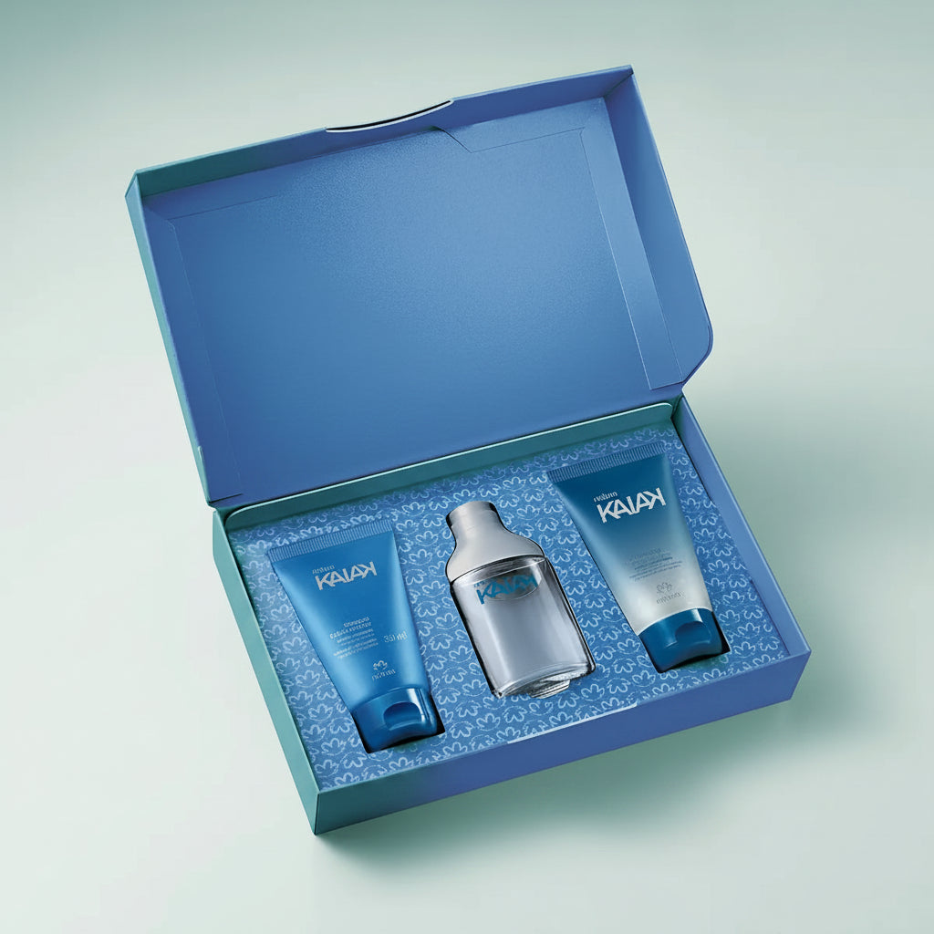NATURA Caja de Regalo Kaiak clásico: Loción masculina 25 ml + Shampoo 25 ml + gel pre y pos barba 50 gr