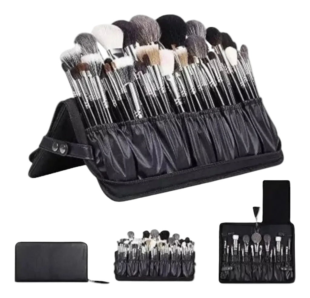 Estuche con 24 brochas de maquillaje profesionales, cerdas sintéticas suaves y estuche de lujo con espacios individuales | Pillaca