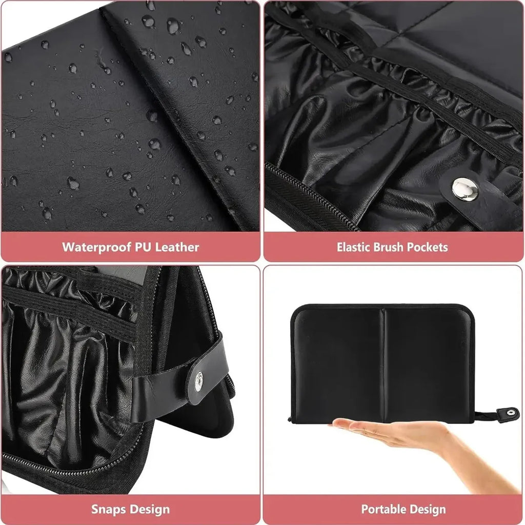 Estuche con 24 brochas de maquillaje profesionales, cerdas sintéticas suaves y estuche de lujo con espacios individuales | Pillaca