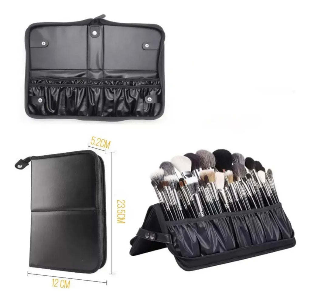 Estuche con 24 brochas de maquillaje profesionales, cerdas sintéticas suaves y estuche de lujo con espacios individuales | Pillaca