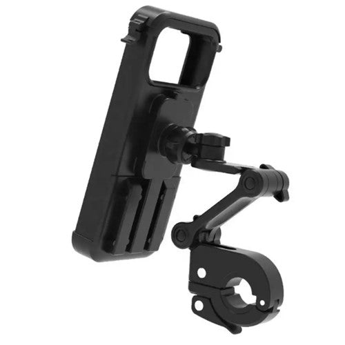 Porta celular Smuk de aluminio, antivibración, compatible con dispositivos hasta 7 pulgadas, estuche hermético, instalación en manillar | Pillaca