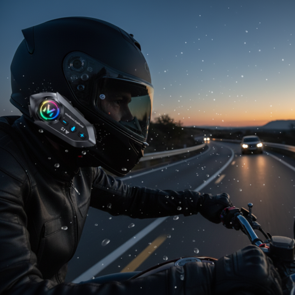 Auriculares Bluetooth Y12 para casco de moto, sonido HD, chip 5.3, impermeables IPX6, batería 13 horas, incluye 2 micrófonos y cable tipo C | Pillaca