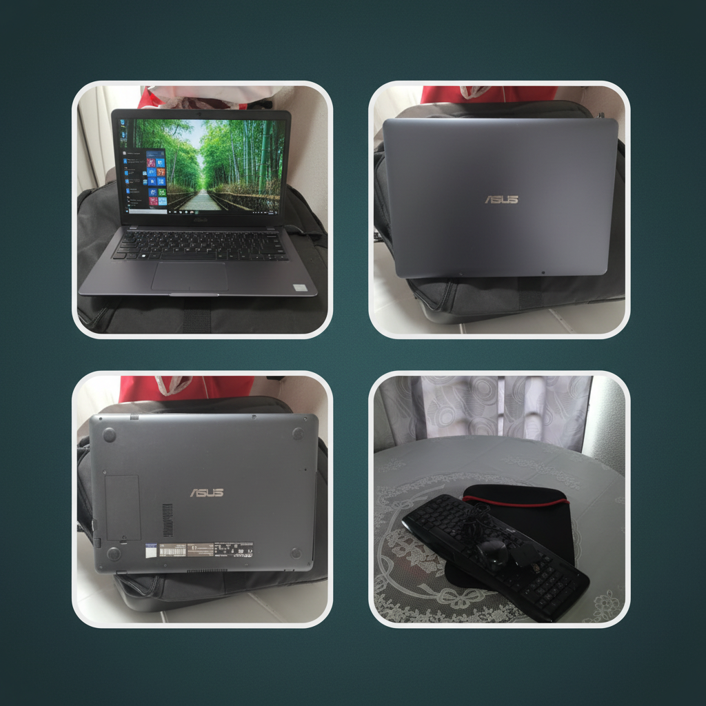 Portátil Asus X442U color gris oscuro cerrado sobre fondo blanco | Pillaca