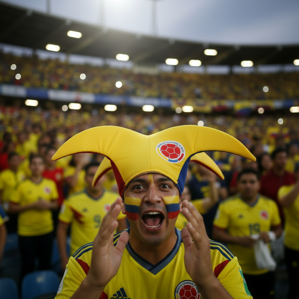 Gorro tipo Alerquín 4 puntas con los colores amarillo azul y rojo de la selección Colombia sobre fondo blanco | Pillaca
