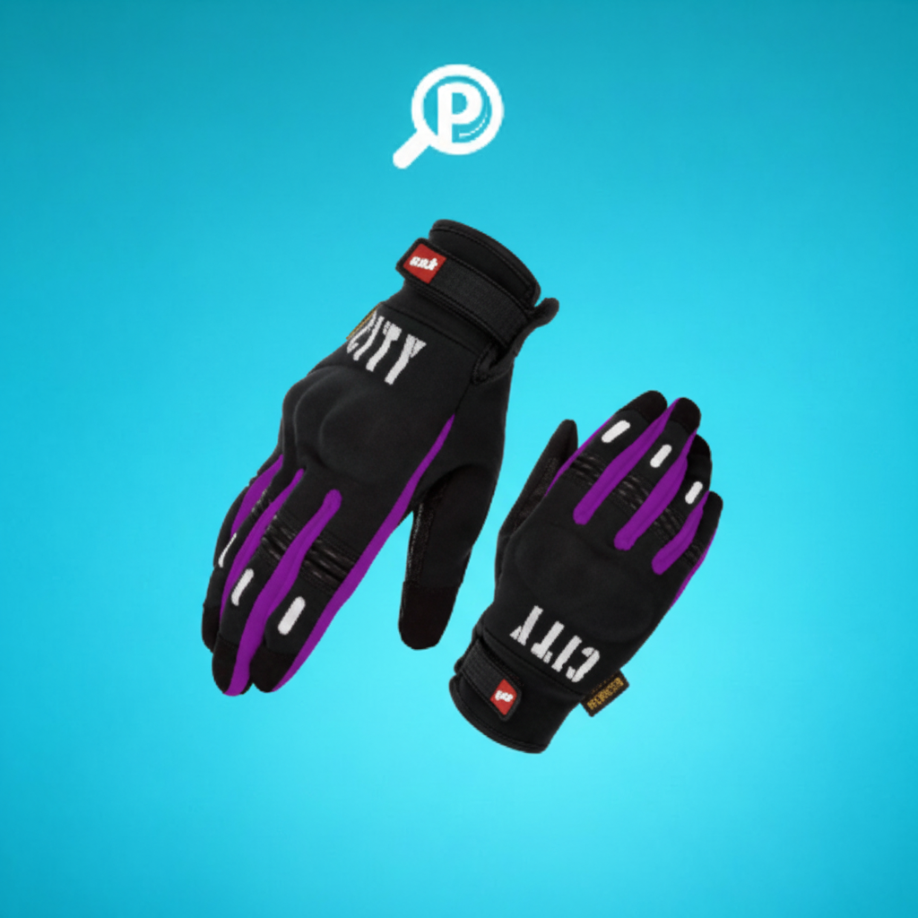 Guantes City Madmotors Morado sobre fondo Pillaca