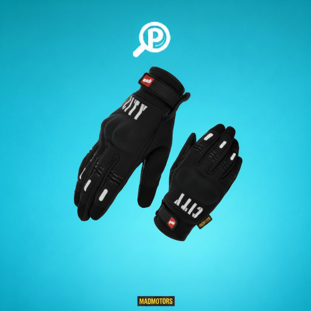 Guantes para moto MadMotor color negro con detalles morados, protección reforzada en nudillos, agarre ergonómico y ajuste con velcro | Pillaca