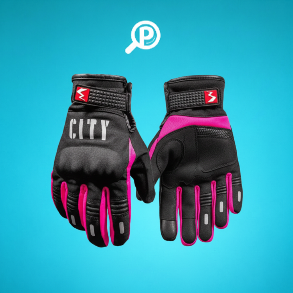 Guantes para moto MadMotor color rosado, protección reforzada en nudillos, agarre ergonómico y ajuste con velcro | Pillaca