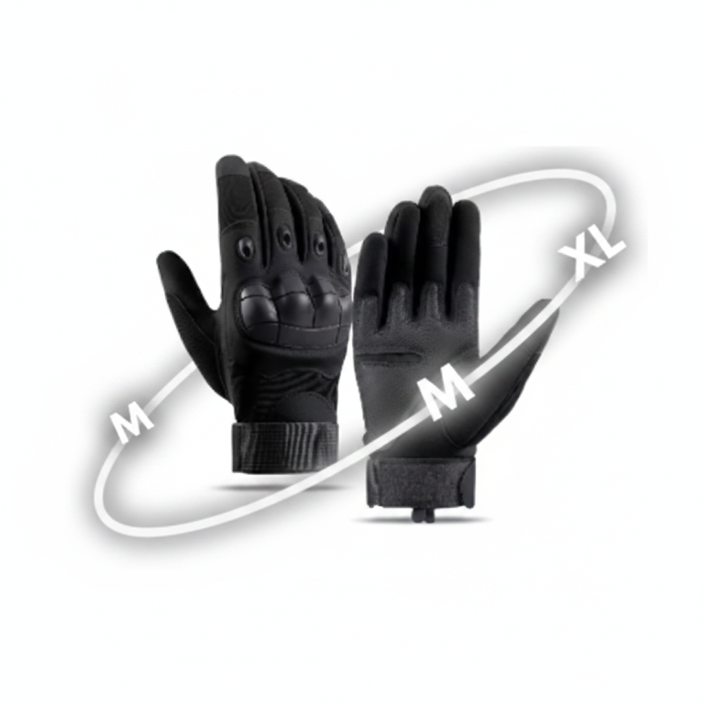 Guantes tácticos antideslizantes negros con protección rígida en nudillos, palma antideslizante, tela transpirable y ajuste velcro | Pillaca