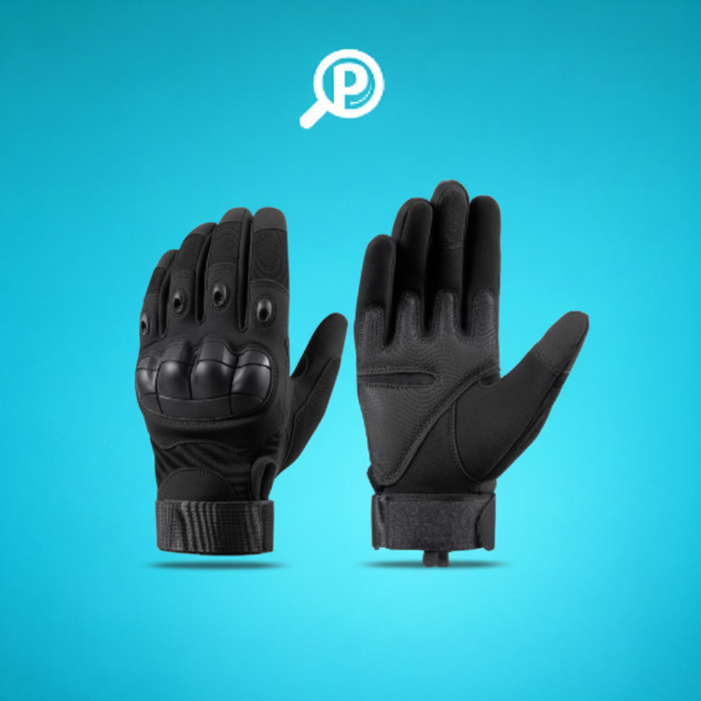 Guantes tácticos antideslizantes negros con protección rígida en nudillos, palma antideslizante, tela transpirable y ajuste velcro | Pillaca