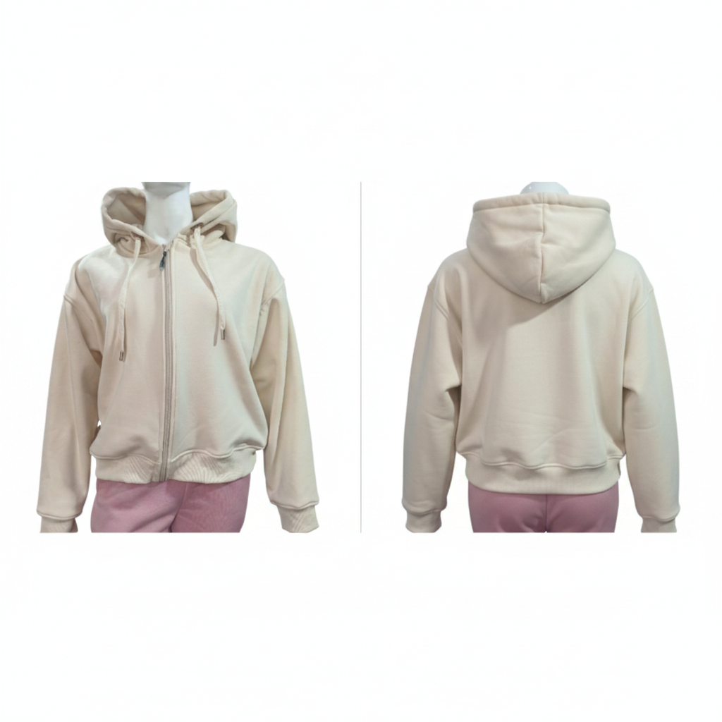 Hoodie para dama con cierre de cremallera, capota, peso 390 g, composición 52% algodón, 46% poliéster, 2% spandex, referencia 100001D | Pillaca