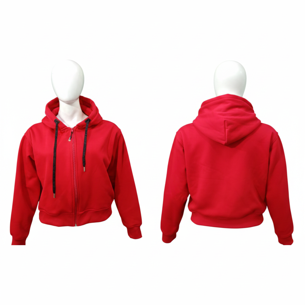 Hoodie para dama con cierre de cremallera, capota, peso 390 g, composición 52% algodón, 46% poliéster, 2% spandex, referencia 100001D | Pillaca