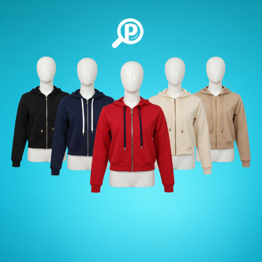 Hoodie para dama con cierre de cremallera, capota, peso 390 g, composición 52% algodón, 46% poliéster, 2% spandex, referencia 100001D | Pillaca