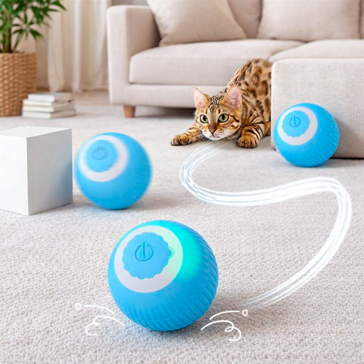 Pelota juguete para gato, diversión felina y ejercicio con movimiento impredecible | Pillaca