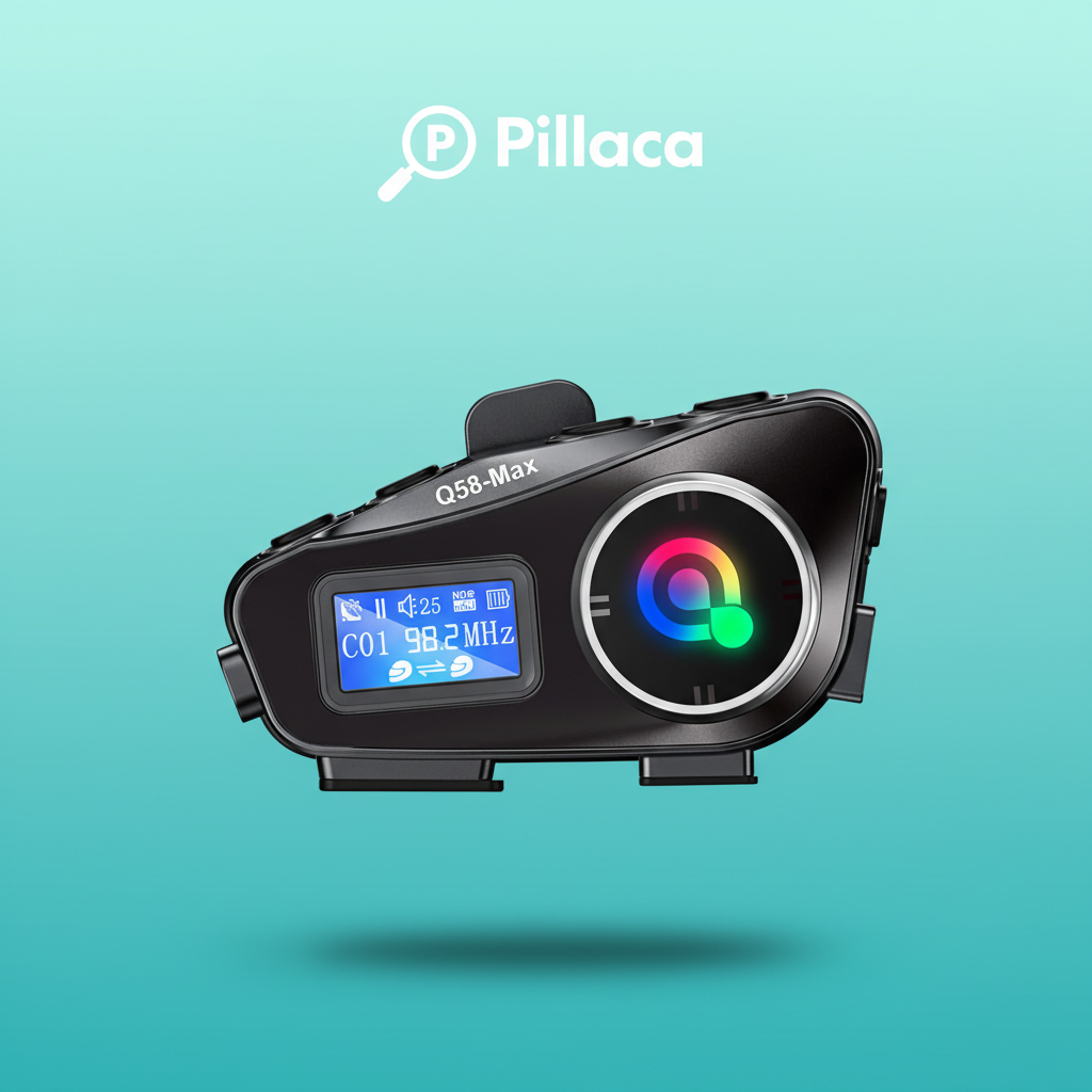 Intercomunicador Q58 Max para moto, alcance 500 metros, audio DSP dual, 6 efectos EQ, batería 1000mAh, 25 horas de duración | Pillaca